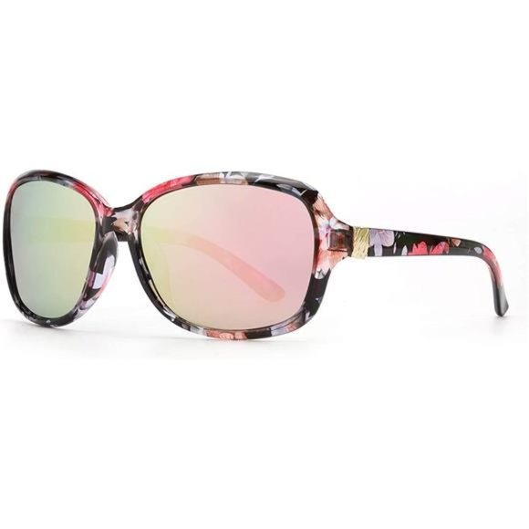Polarized Sunglasses Womens B07 Trendy Polarized Sunglasses,floral & Rose Gold